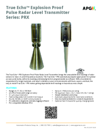 Thumbnail of document Data Sheet - PRX Explosion Proof Pulse Radar Level Transmitter